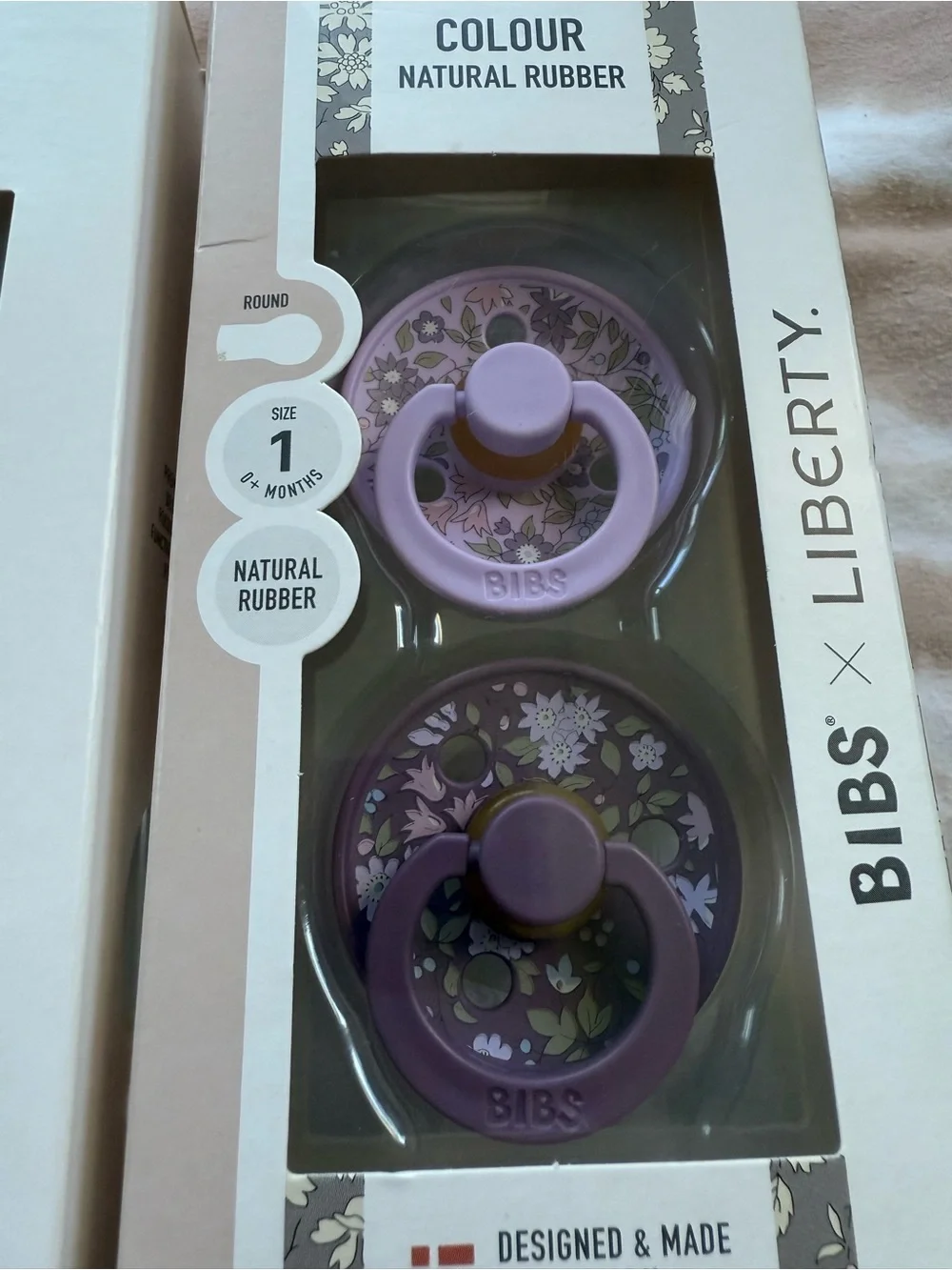 Colour Natural Rubber Pacifier Duo - Beige & Purple